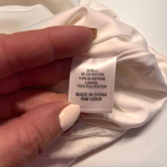 NEW Lovers and Friends Ivory Satin Ruched Spaghetti Straps Midi Dress Size XS - Picture 8 of 11